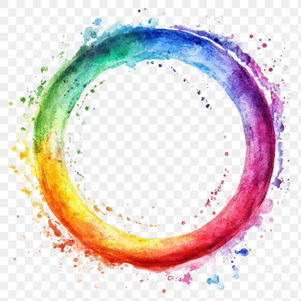 PNG Watercolor rainbow circle art colors illustration.