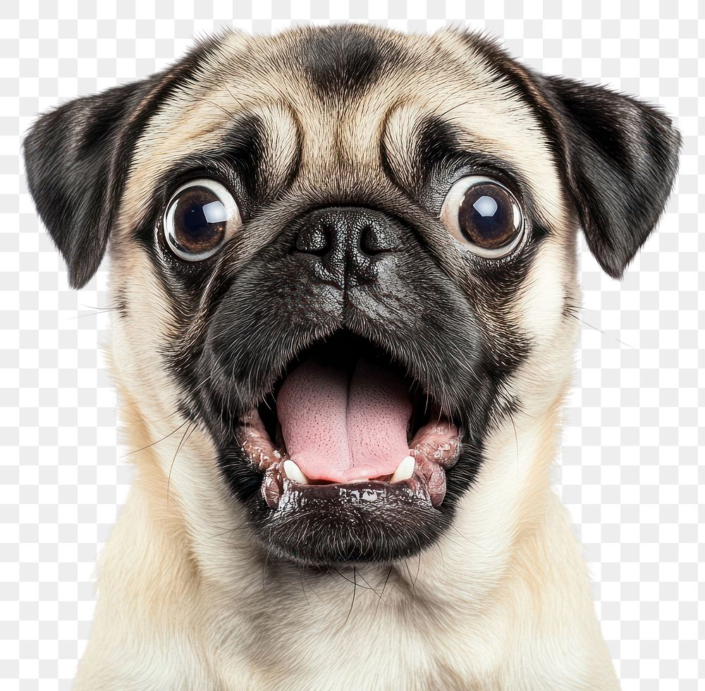 PNG Adorable pug with wide eyes