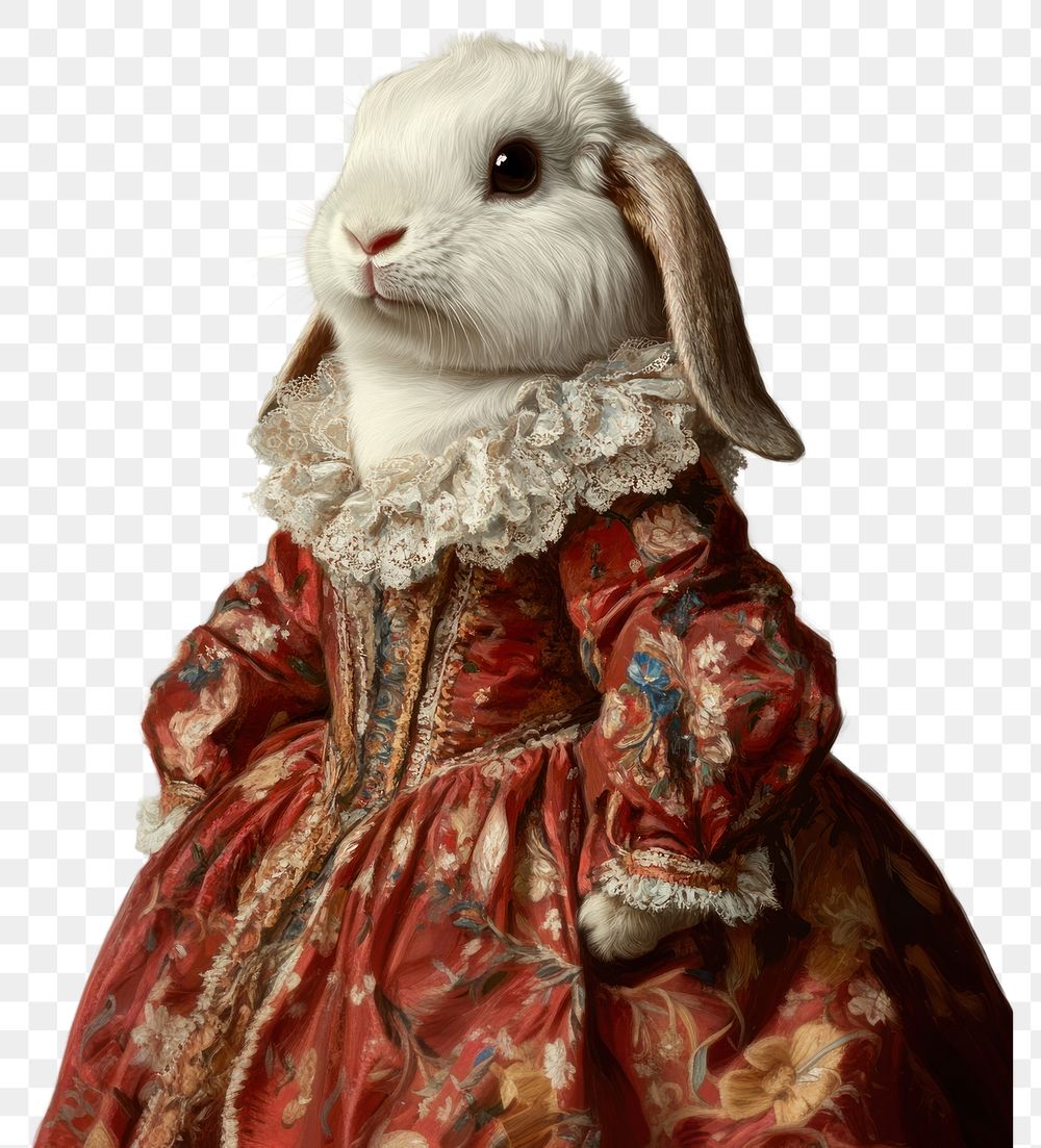 PNG A Holland Lop wearing with Las Meninas animal painting rabbit.