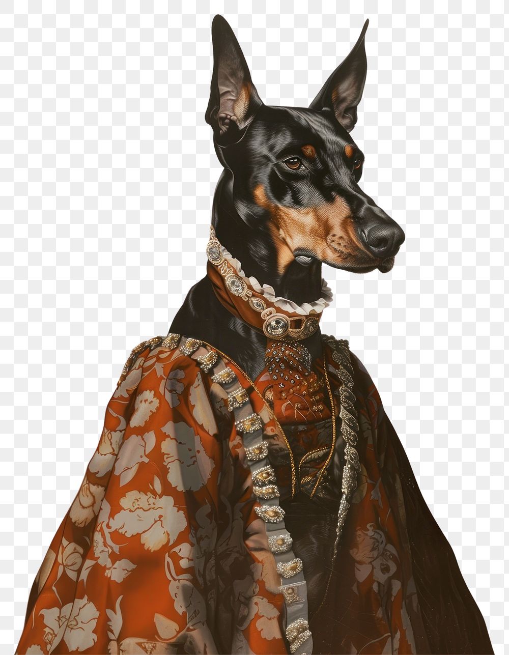 PNG Painting portrait doberman animal.