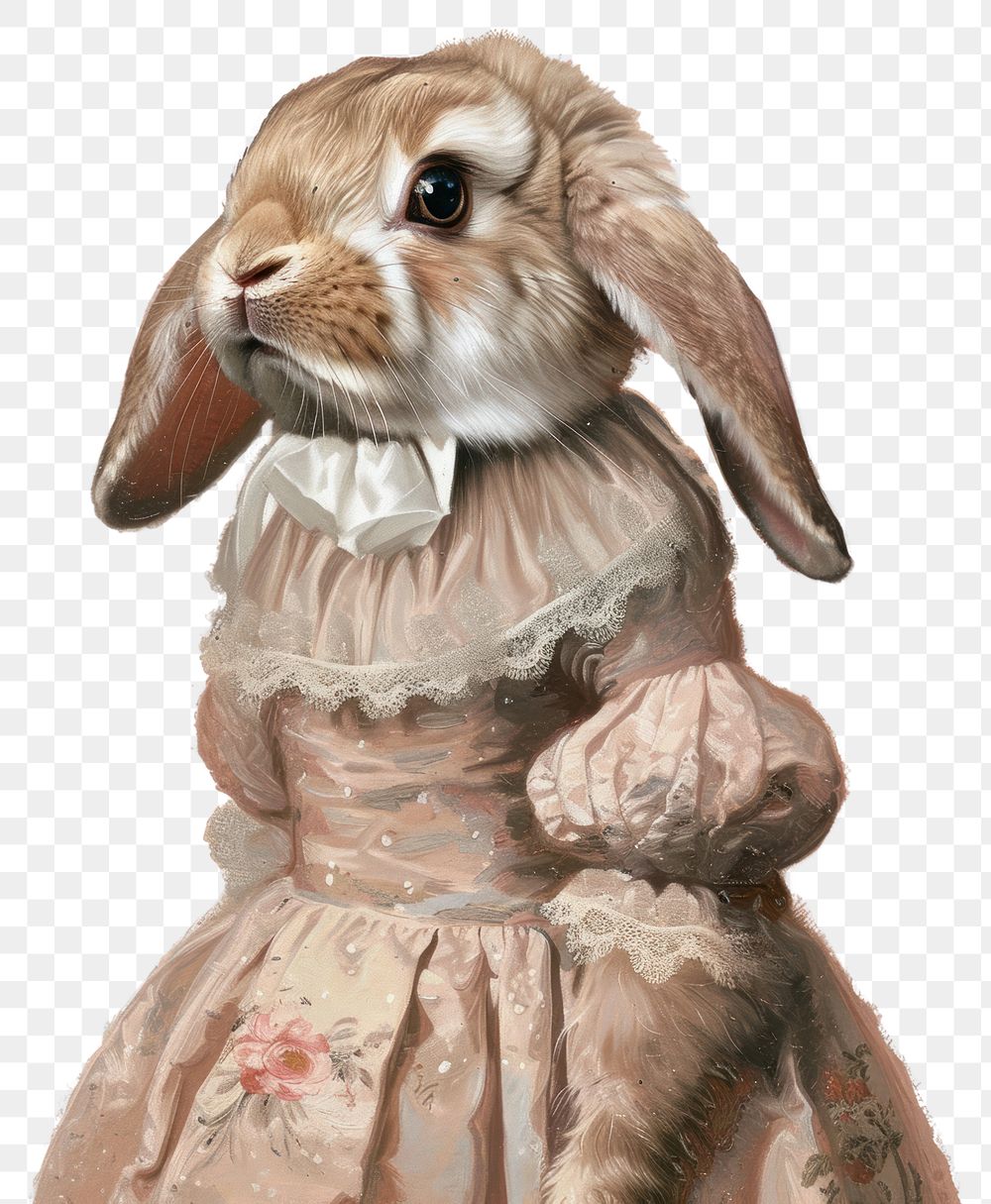 PNG A Holland Lop rabbit wearing Las Meninas animal painting human.