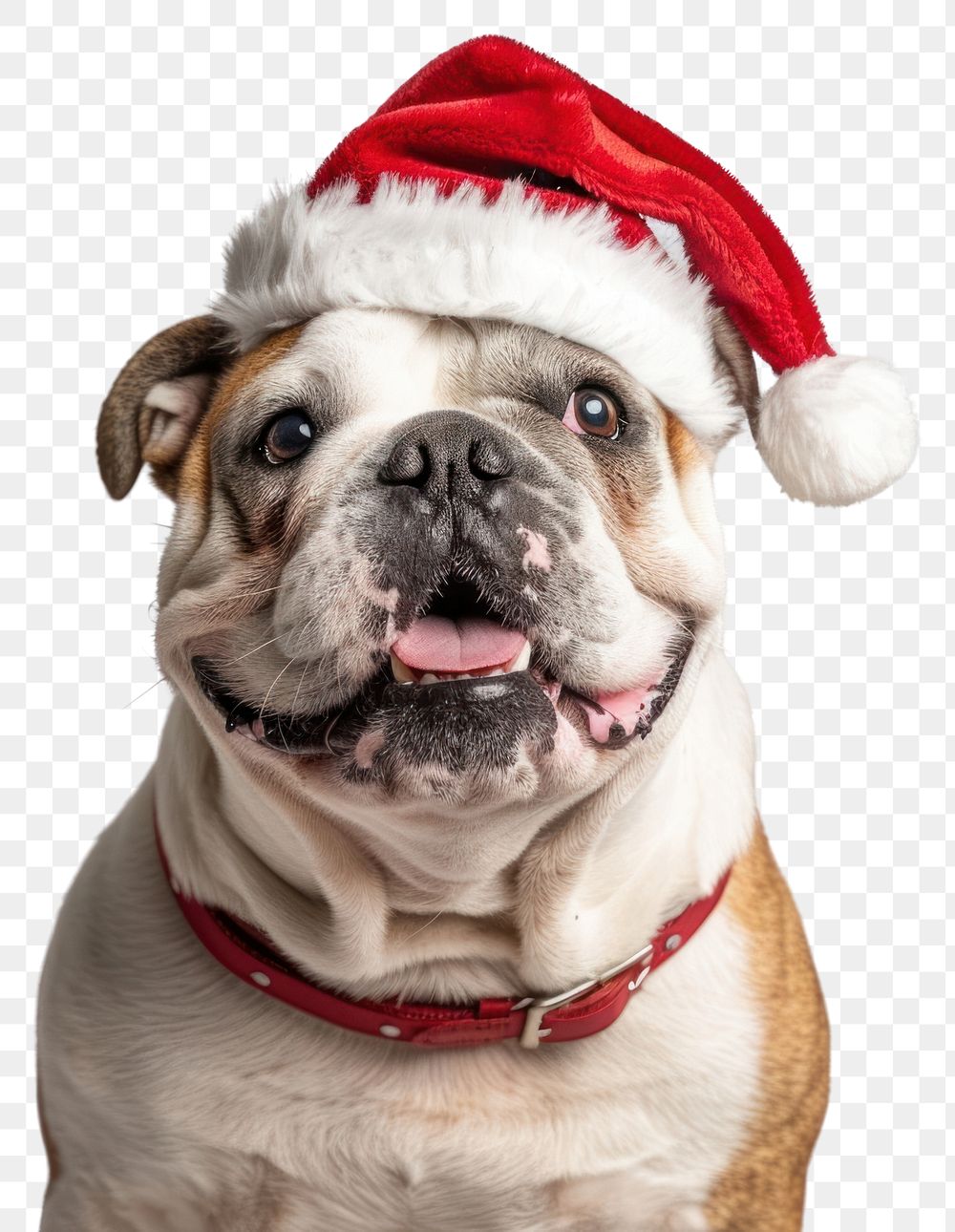 PNG Bull dog dog wearing a santa hat bulldog animal cute.