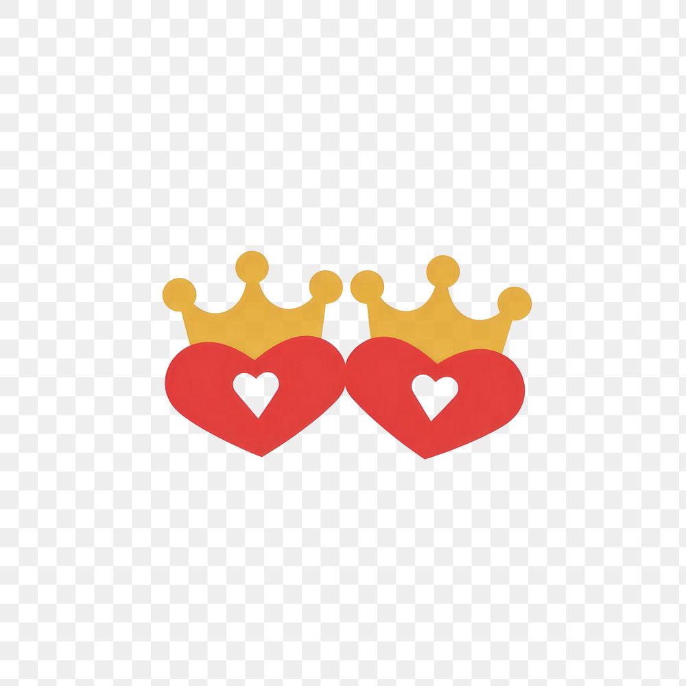 PNG Royal hearts with golden crowns