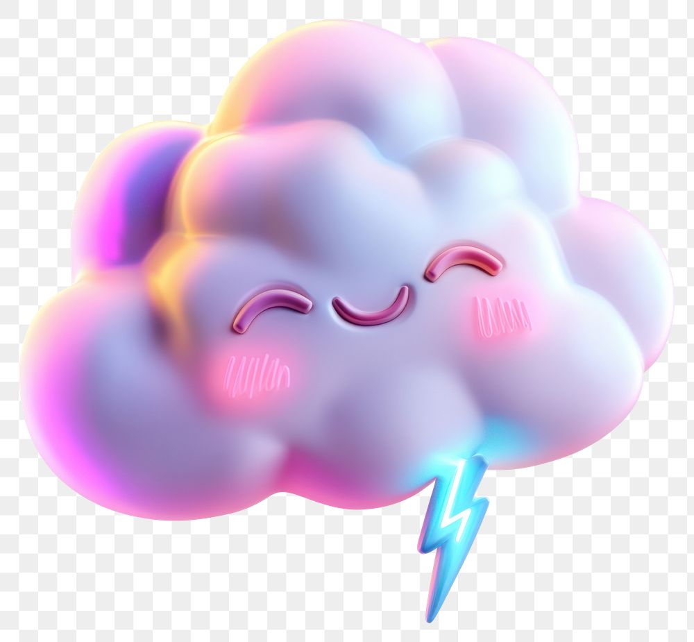 PNG Puffy Cloud lightning pastel colors.