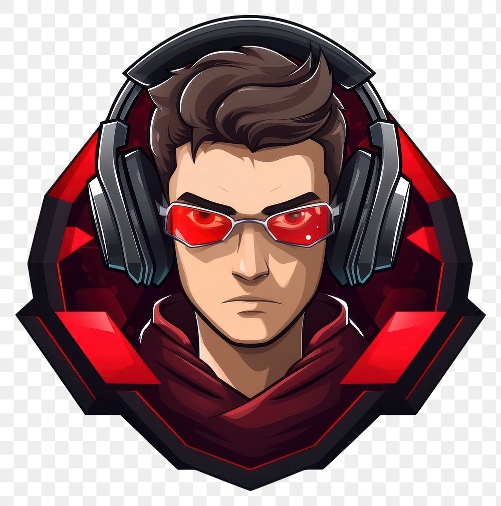 PNG Game streamer guy headphones red illustration.