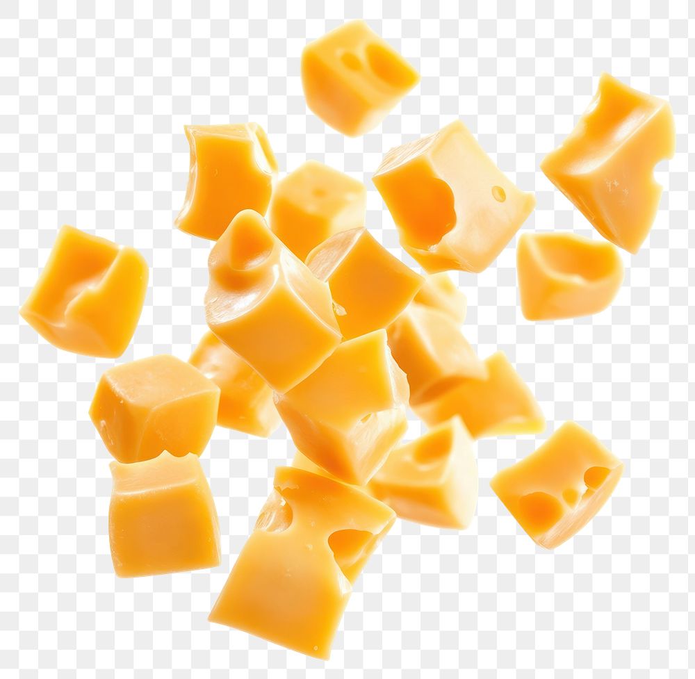 PNG Cheese pieces floating food background isolated.