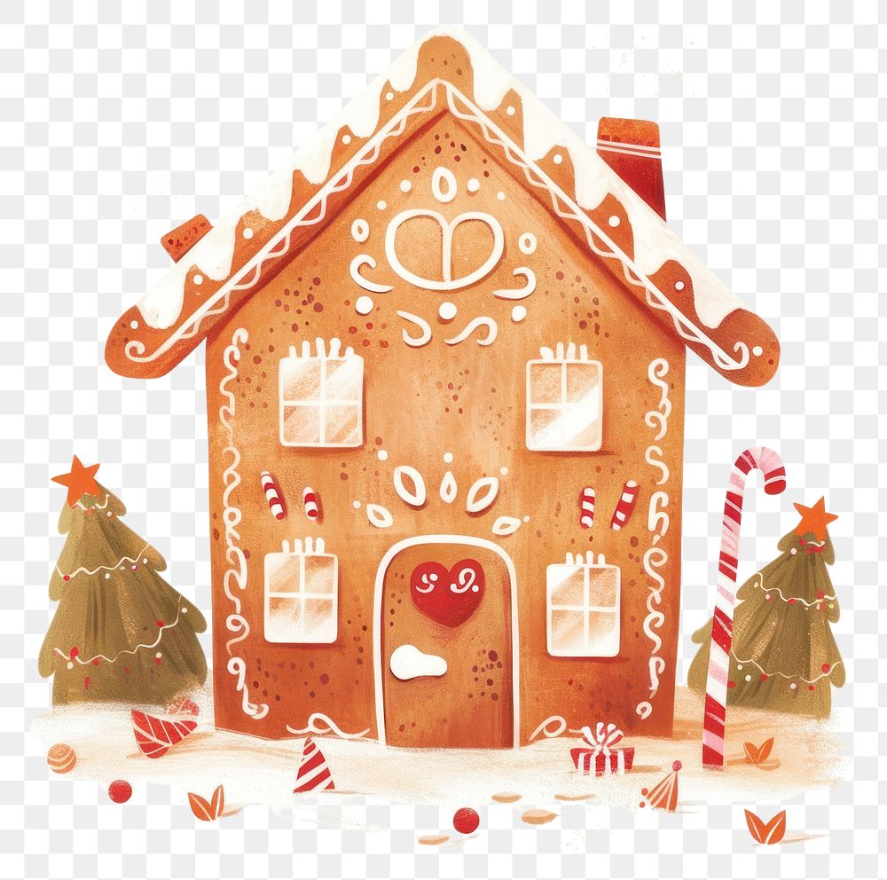 PNG Whimsical gingerbread house illustration