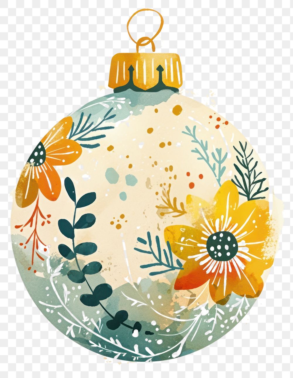 PNG Floral Christmas ornament illustration