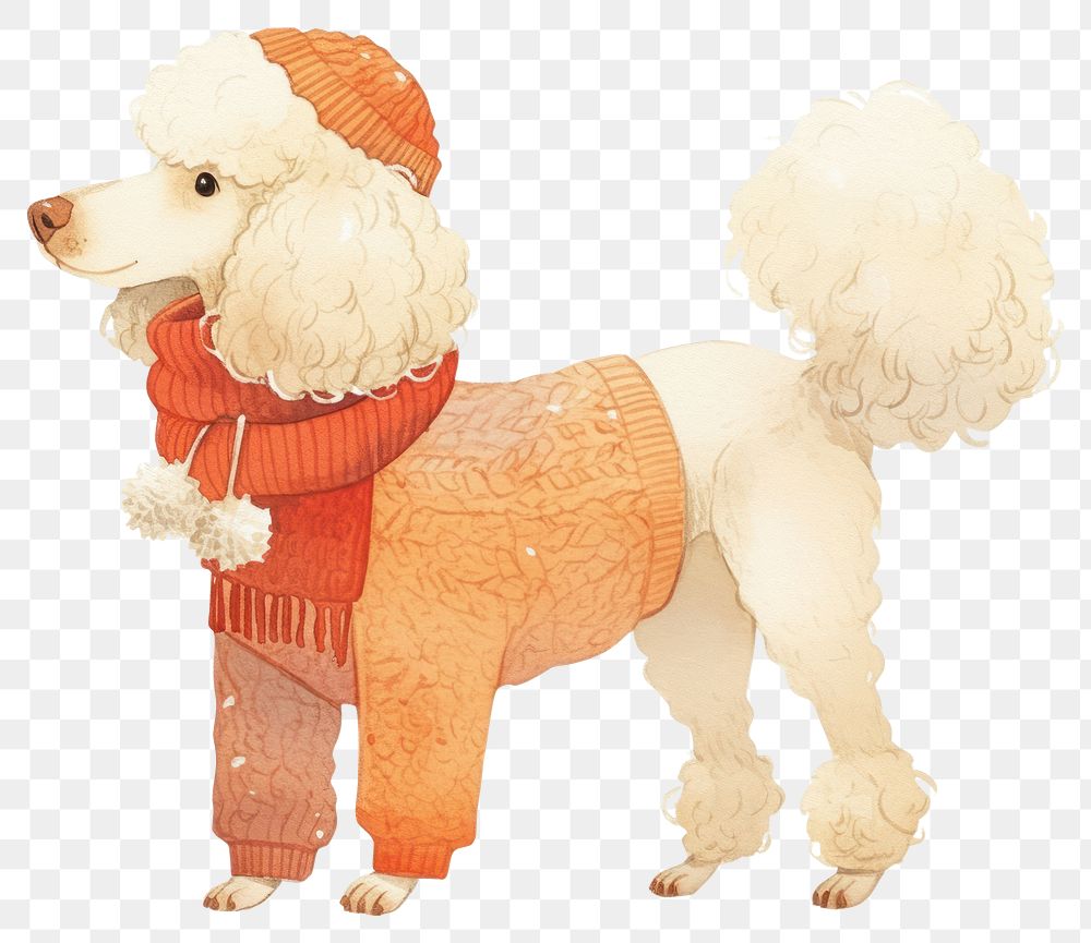 PNG Stylish poodle in winter attire