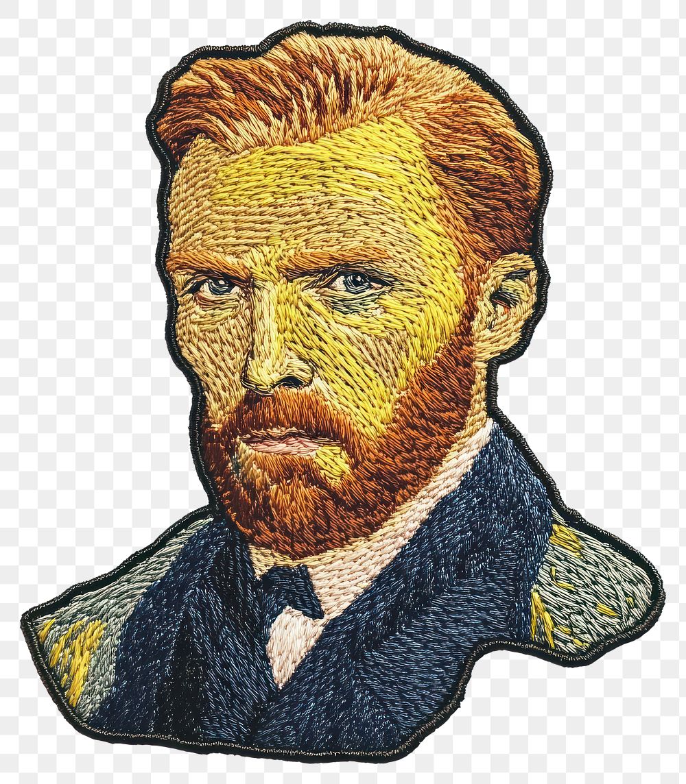 PNG Van gogh portrait art embroidery patch.