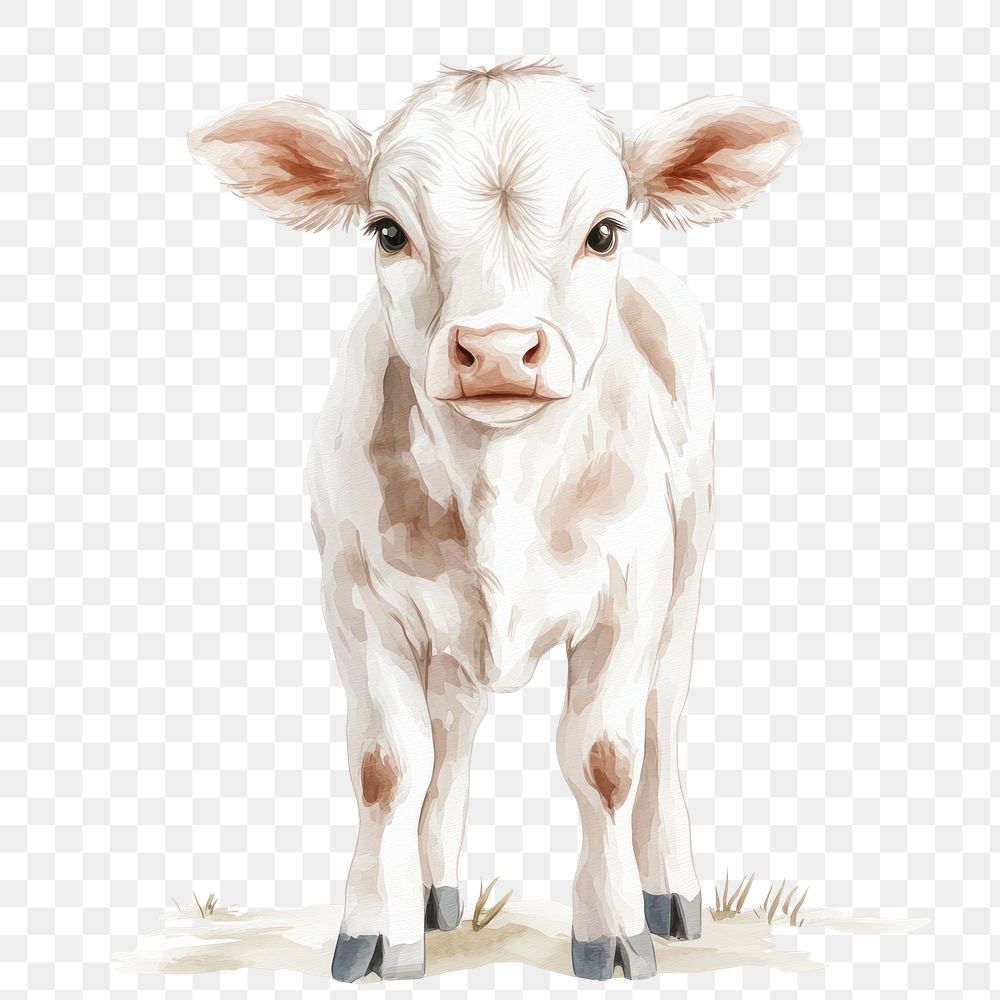 PNG  Baby cow illustration watercolor animal.