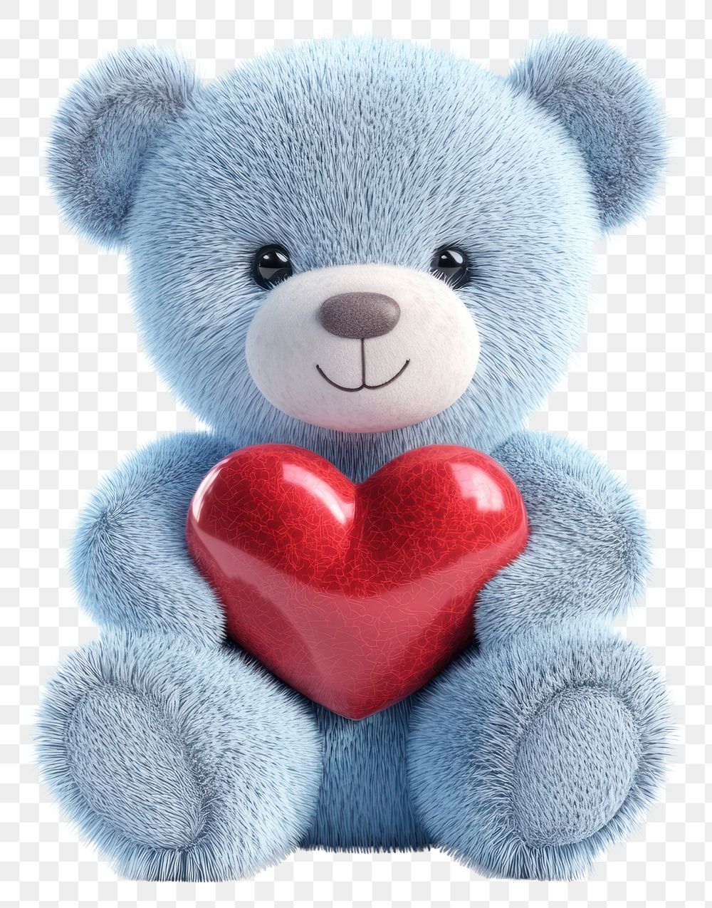 PNG Light blue teddy bear holding a red heart symbol cute toy.