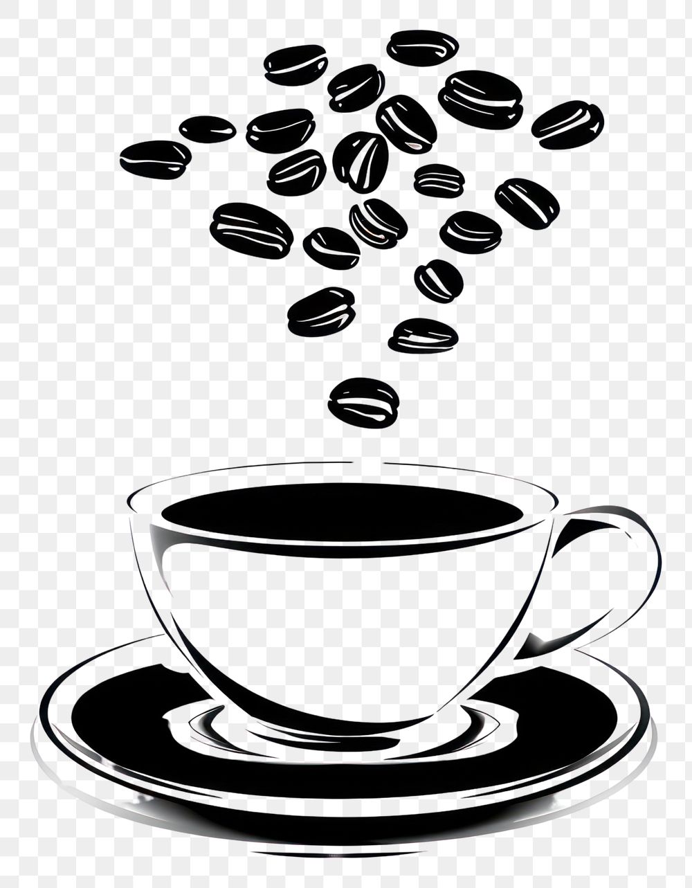 PNG  A cup of coffee illustration minimalist beans.