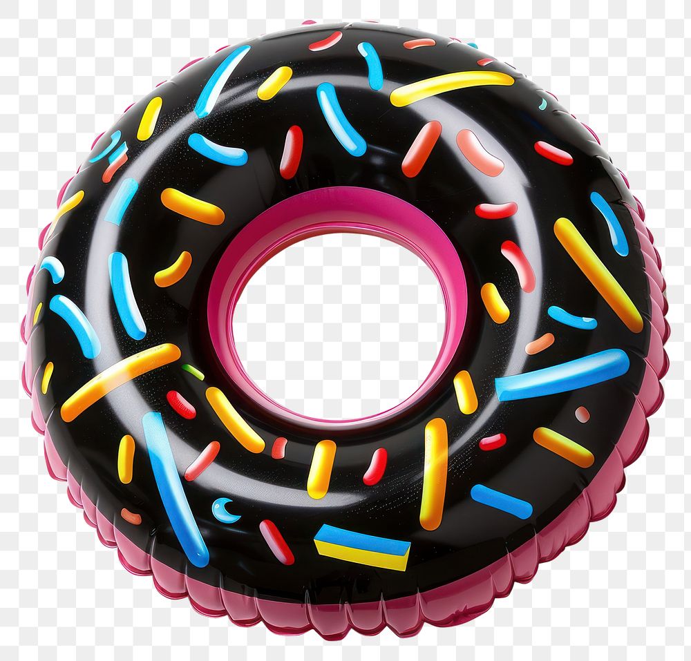 PNG  Swimming ring donut confectionery inflatable sprinkles.