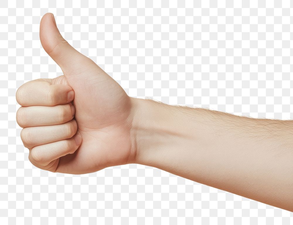 PNG A hand of asian man with his thumb up thumbs human approval.