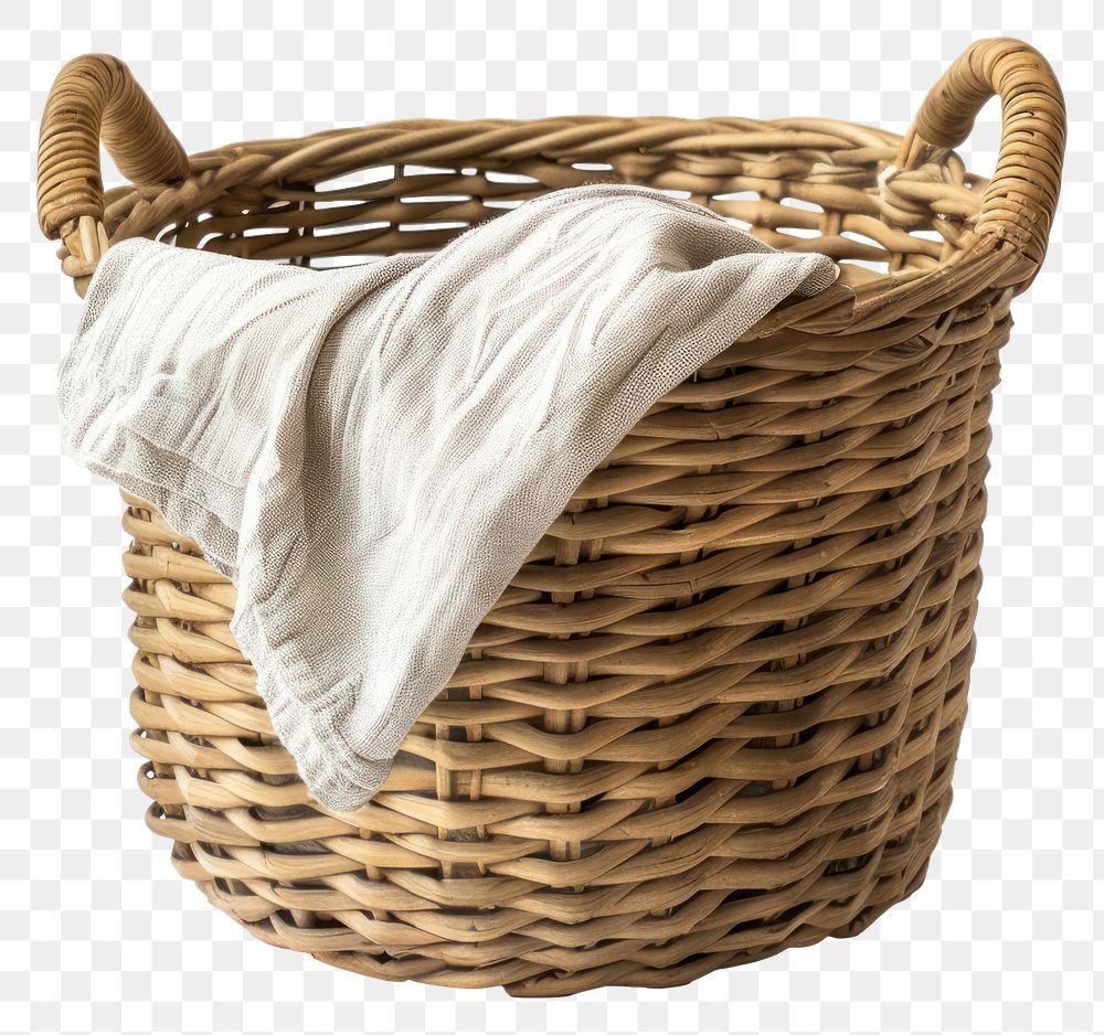 PNG Wicker basket with white cloth