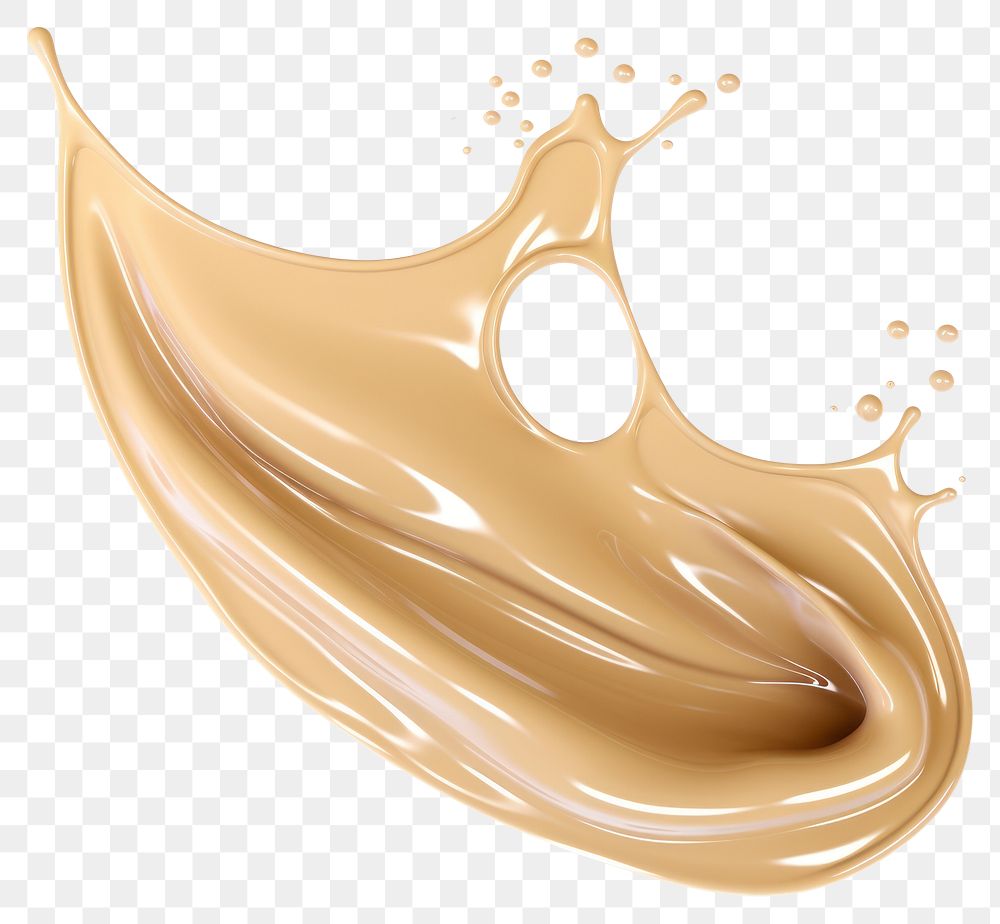 Beige liquid splash foundation beverage cosmetic.