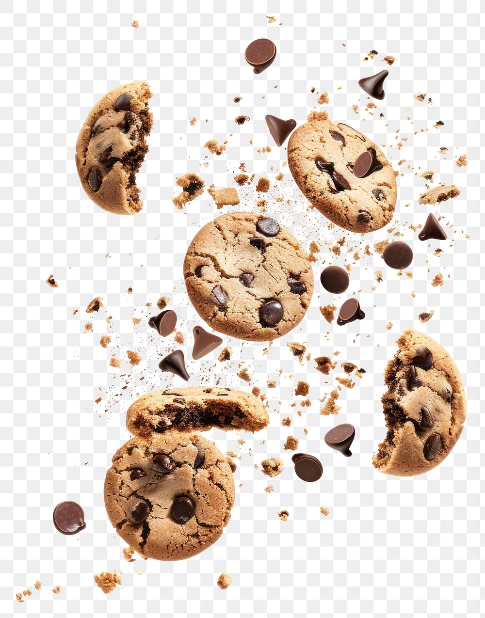 PNG Chocolate chip cookies sweets food chocolate chips.