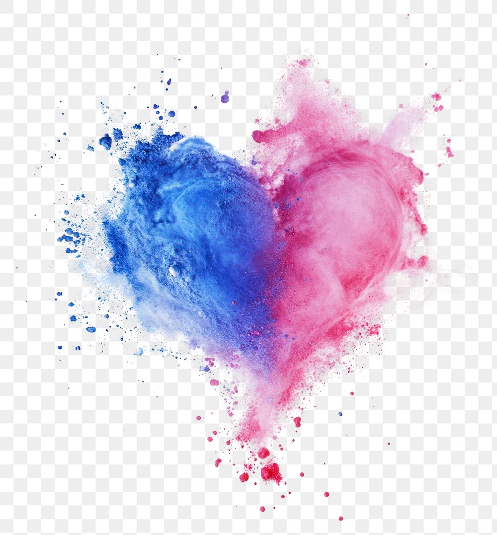 Powder paint splash art heart heart-shaped.