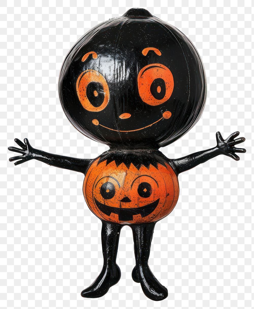 PNG Halloween jumping black toy halloween character pumpkin.