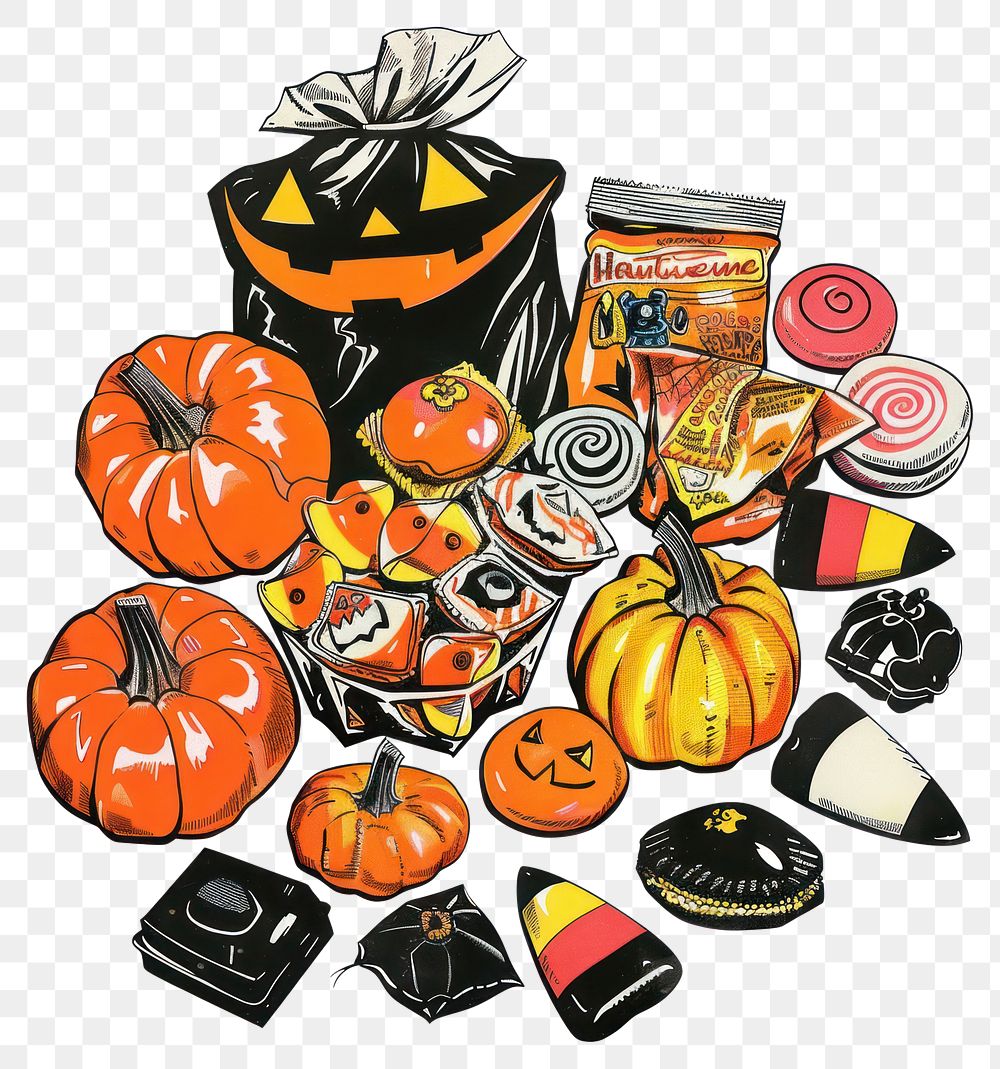 PNG Halloween candy halloween pumpkin art.