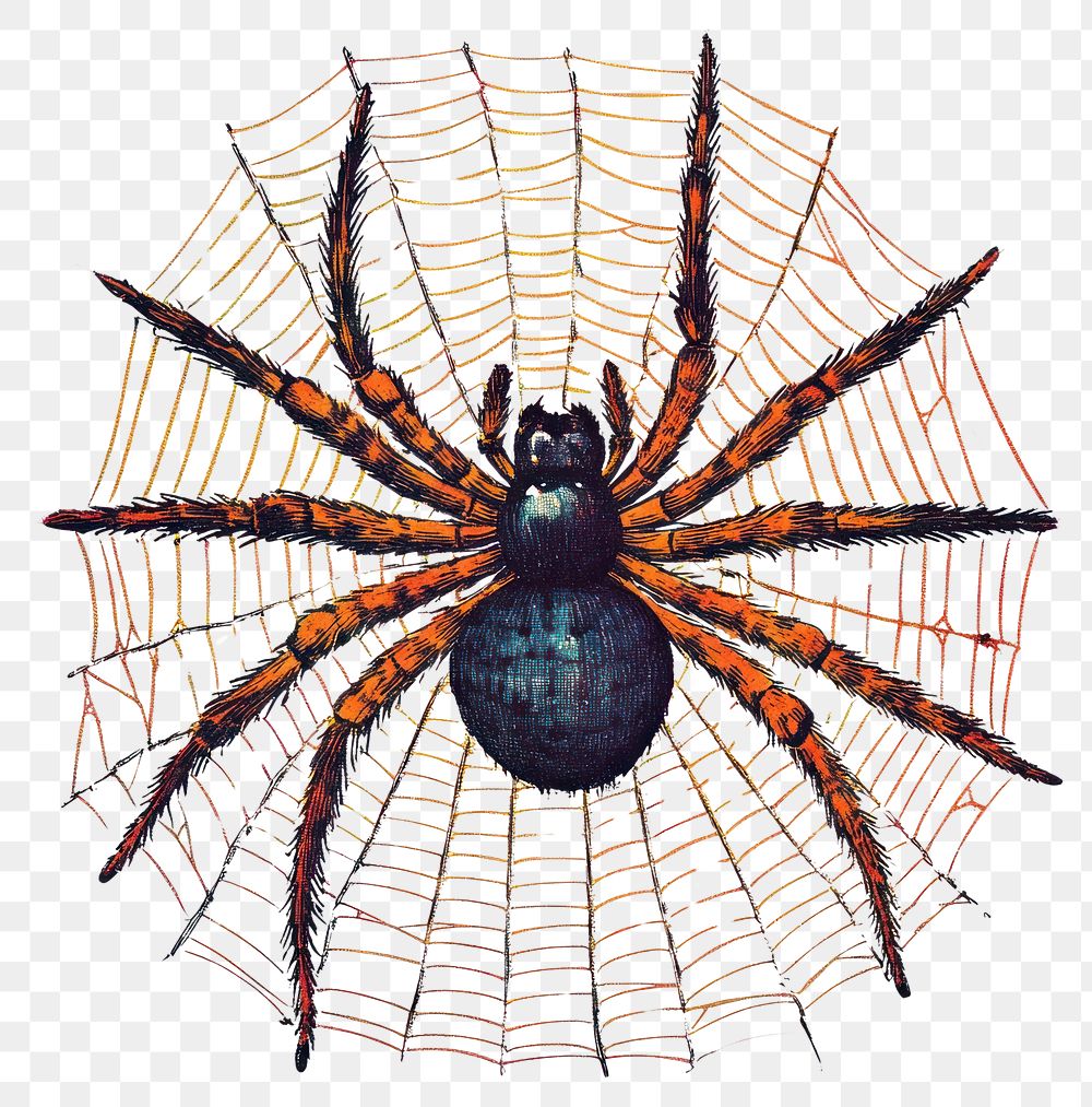 PNG Halloween spiderweb arachnid detailed art.