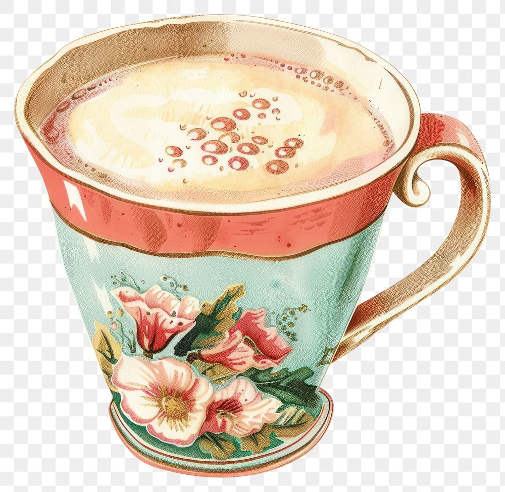 PNG Winter cute hot drink vintage coffee cup.