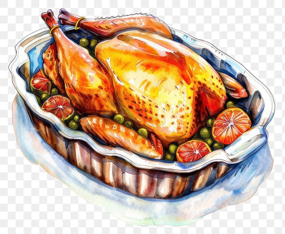 PNG  Delicious roasted turkey illustration