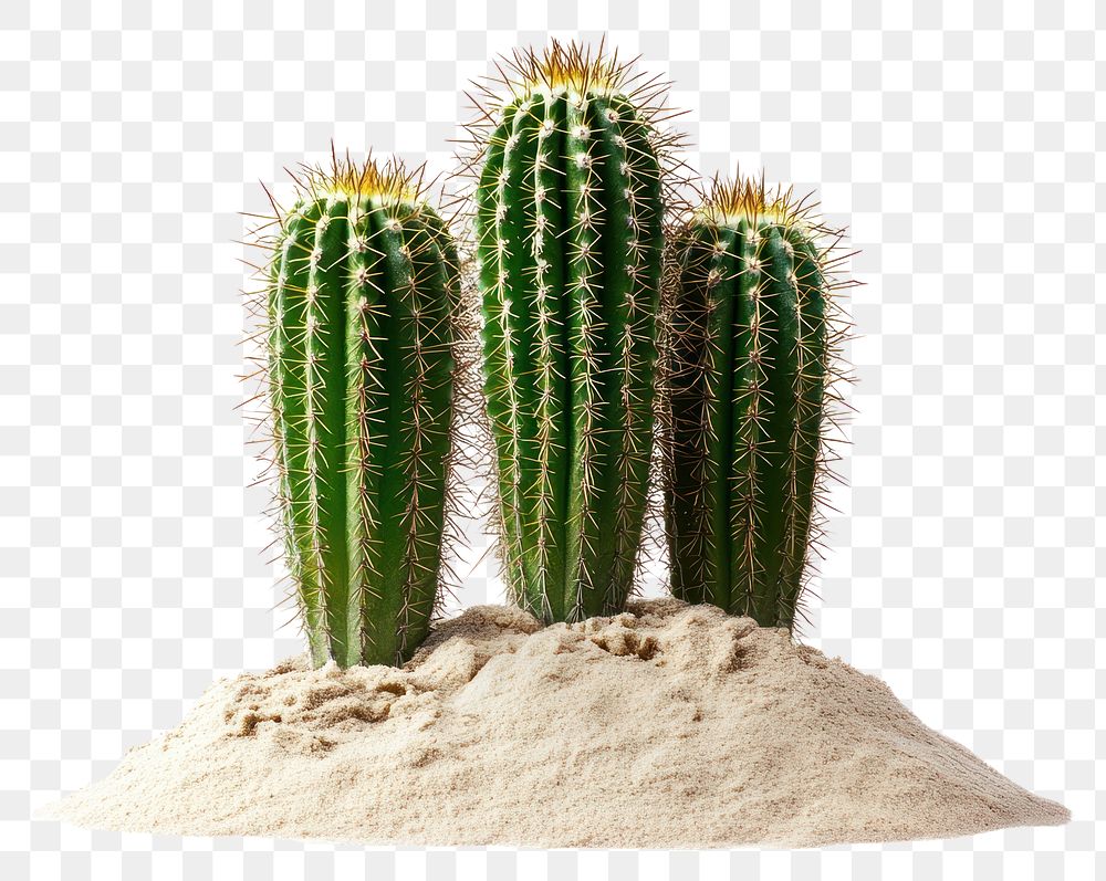 PNG Three cactus on a sand cacti photography plants.