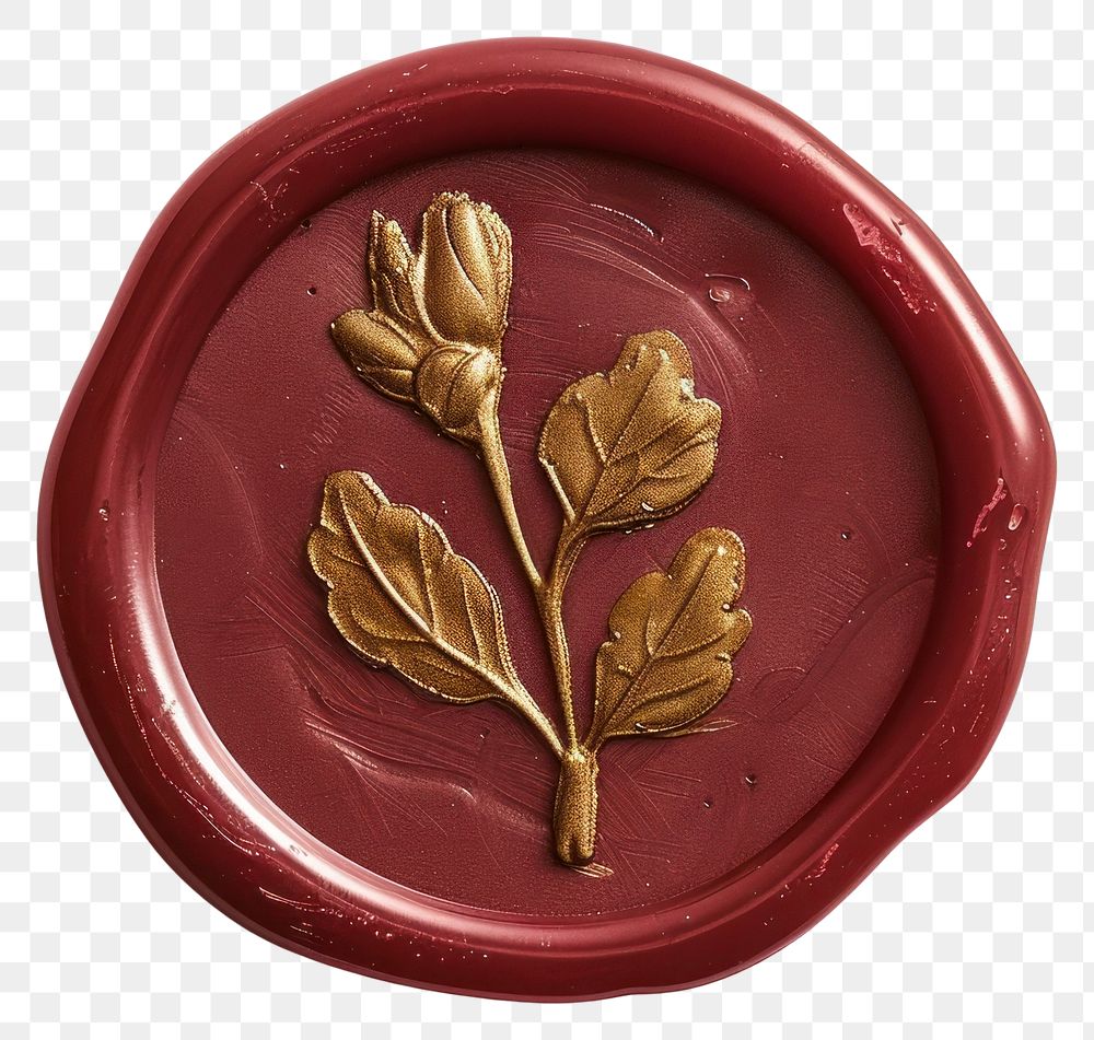 PNG Elegant wax seal with golden leaves