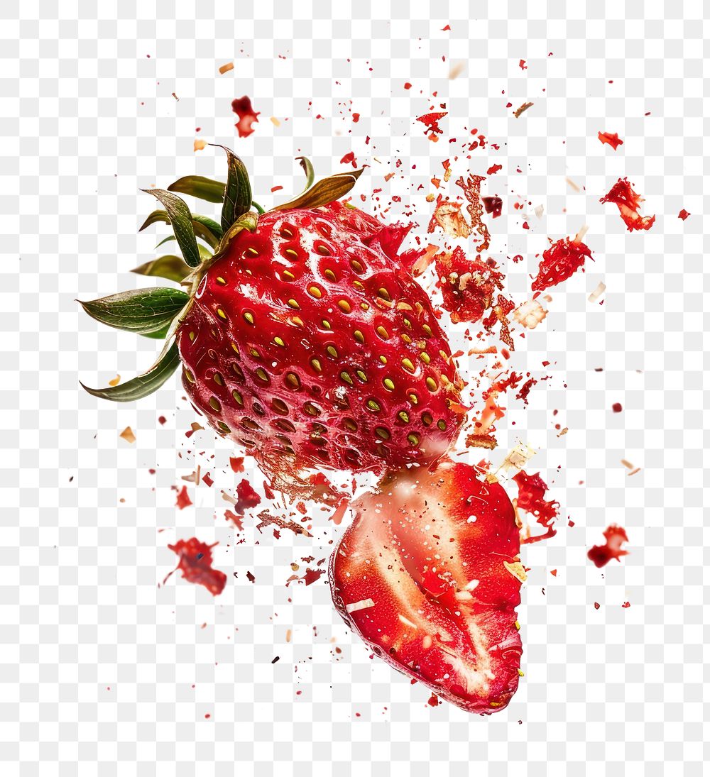 PNG Exploding one dried strawberry food explosion fruit.