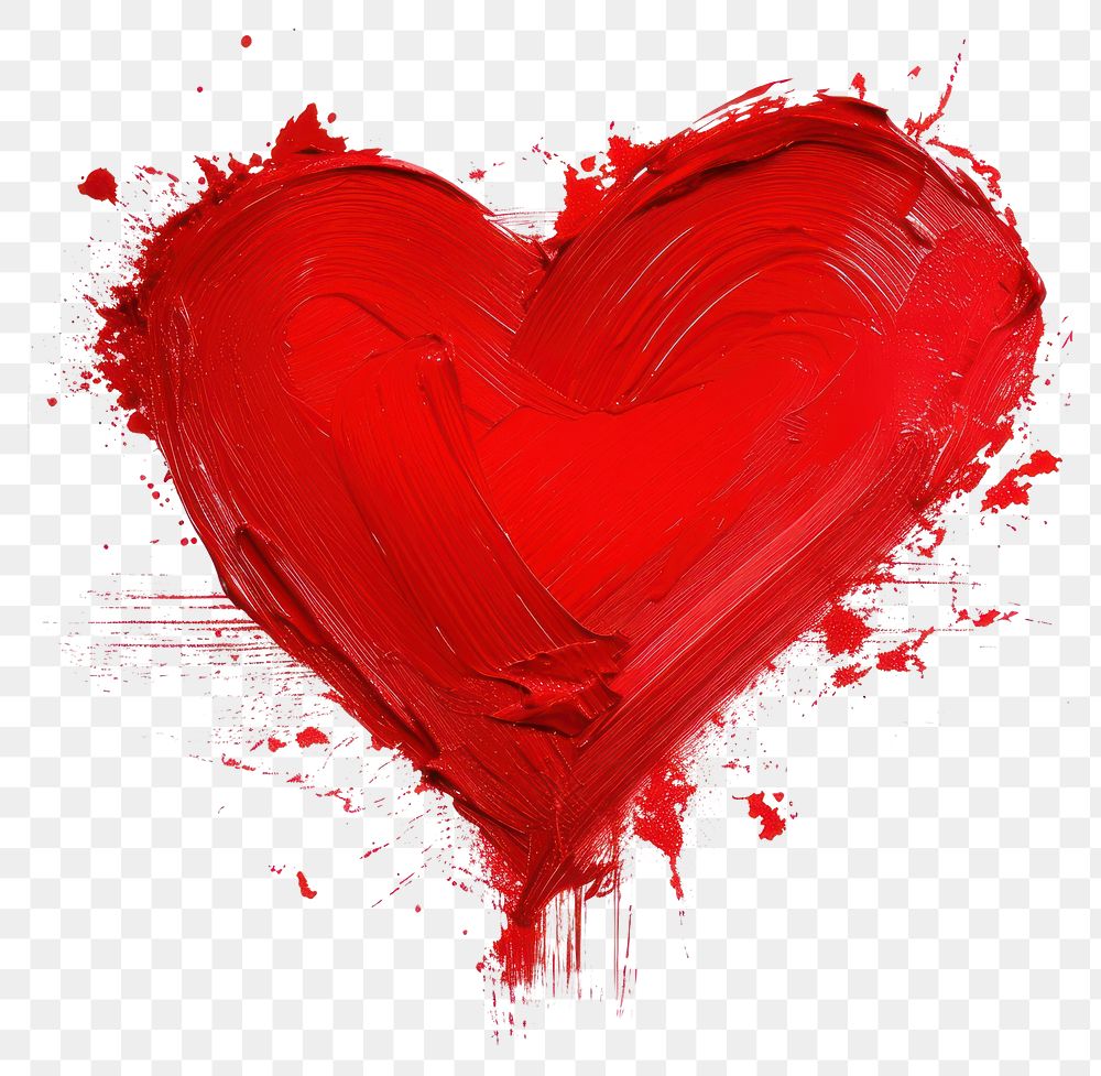 PNG Red heart shape brush stroke backgrounds paint white background.