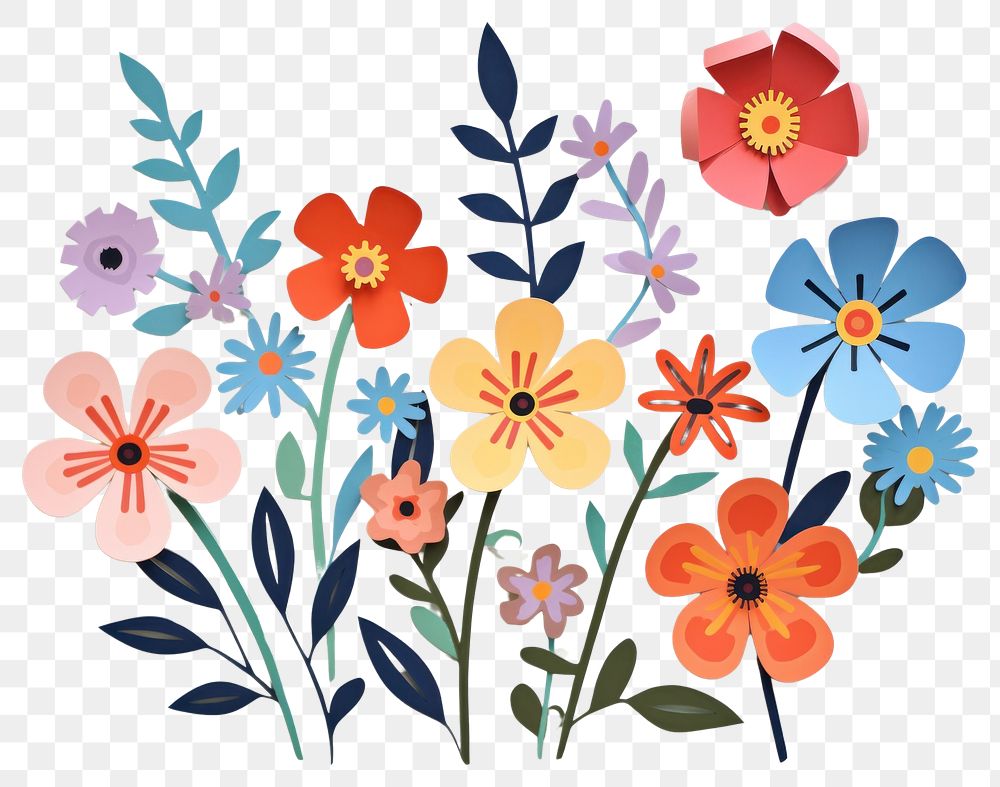 PNG  Flowers pattern craft plant.