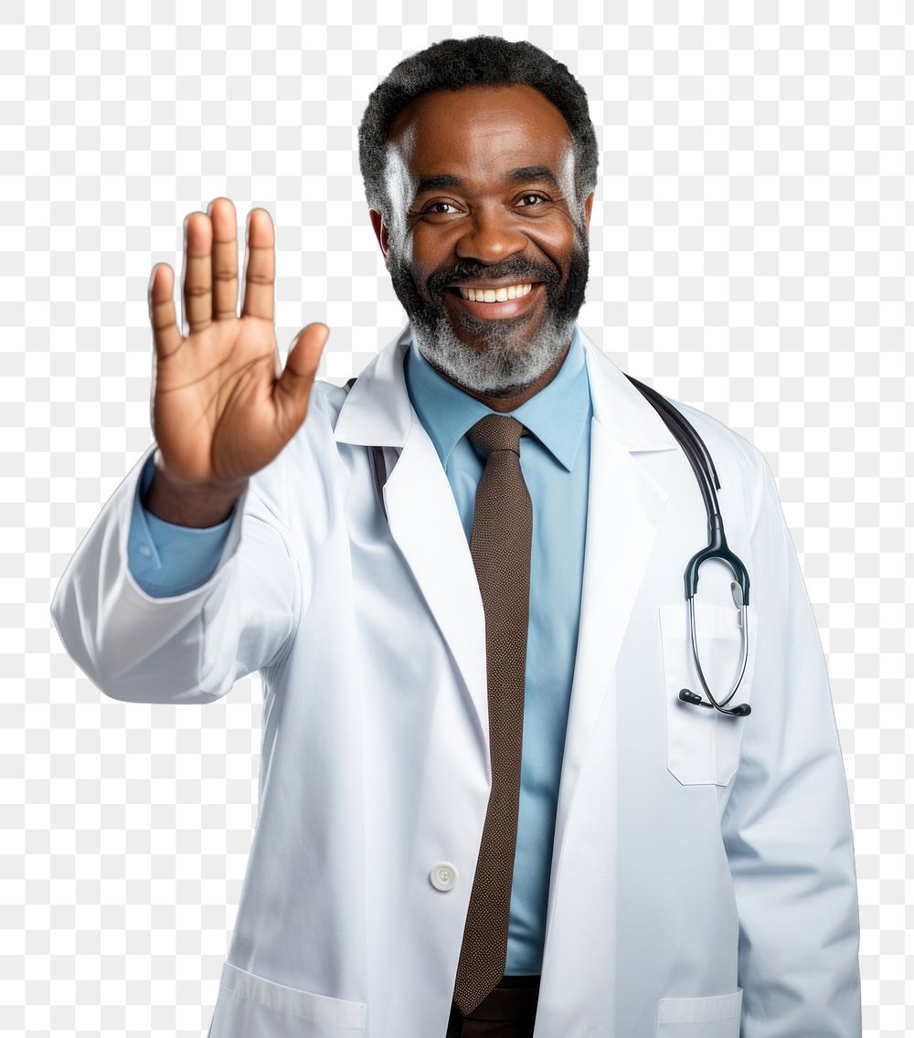 PNG African american male doctor portrait adult hand. 