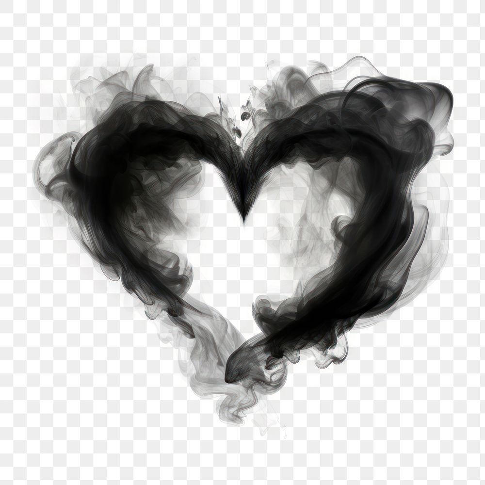 PNG Abstract smoke of heart black white background creativity.