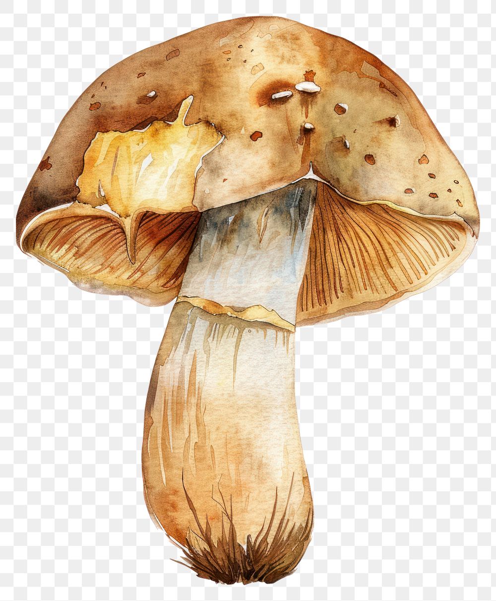 PNG Watercolor illustration of mushroom fungus fungi botanical.