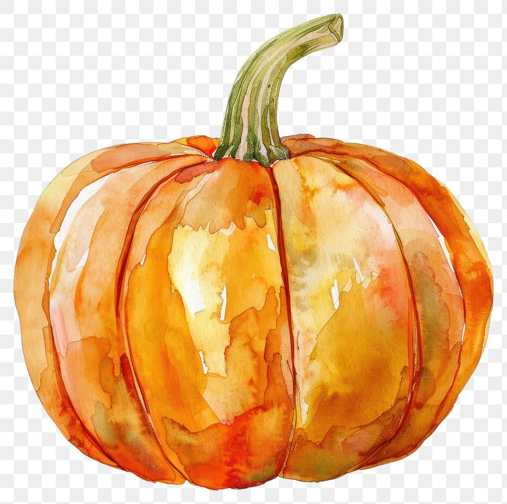 PNG Watercolor illustration of pumpkin hand-painted decoration vegetable.