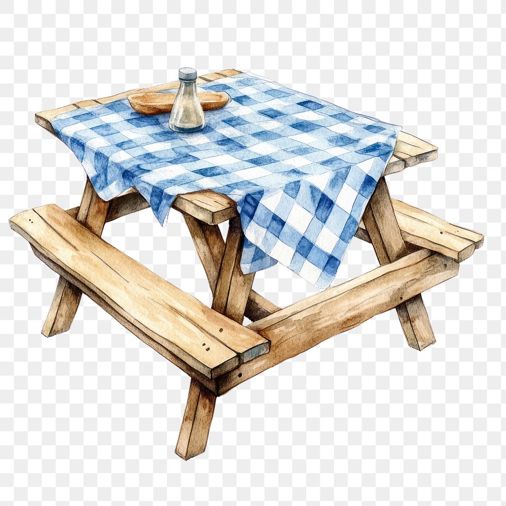 PNG  Picnic table illustration tablecloth watercolor.