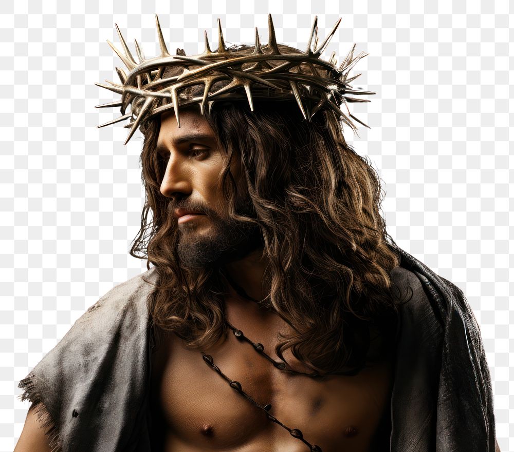 PNG Jesus Christ portrait crown beard. 