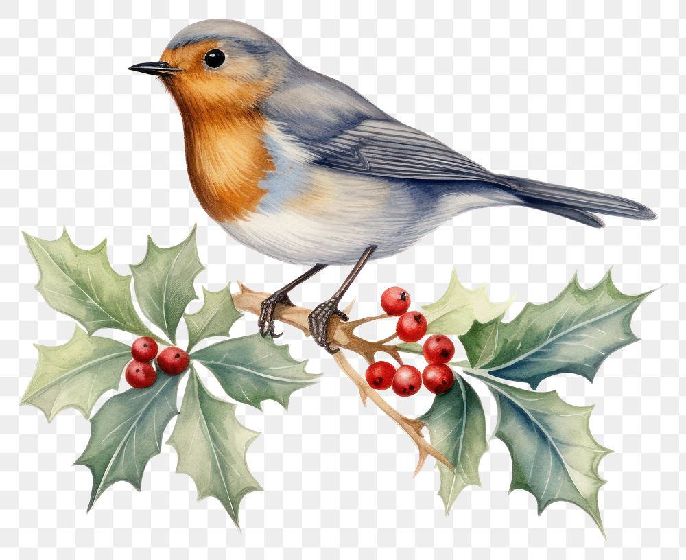 PNG  Robin animal holly bird. 