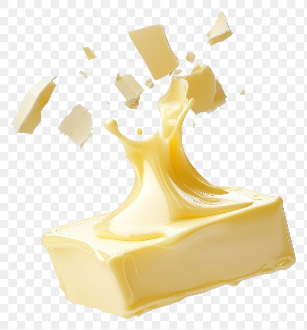 PNG Exploding block of butter background floating melting.