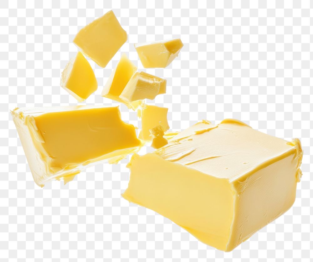 PNG Exploding butter block breaking background floating isolated.