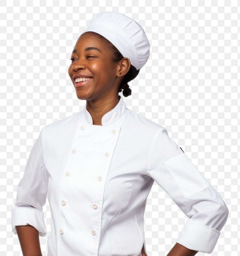 PNG Black women wearing white chef uniform portrait adult white background