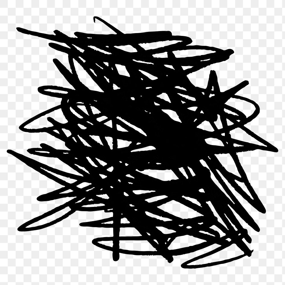 PNG Abstract black scribble art, transparent background