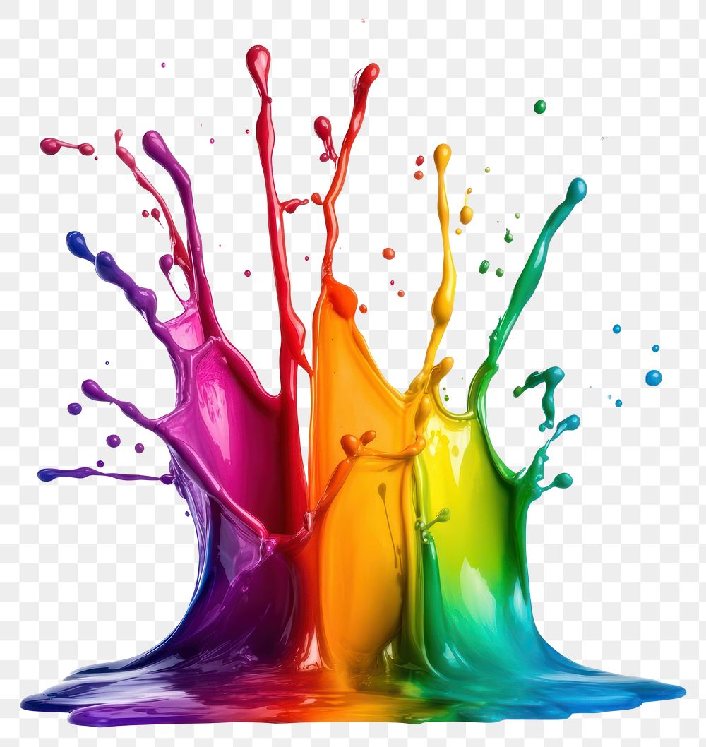 PNG Vibrant colorful paint splashes art