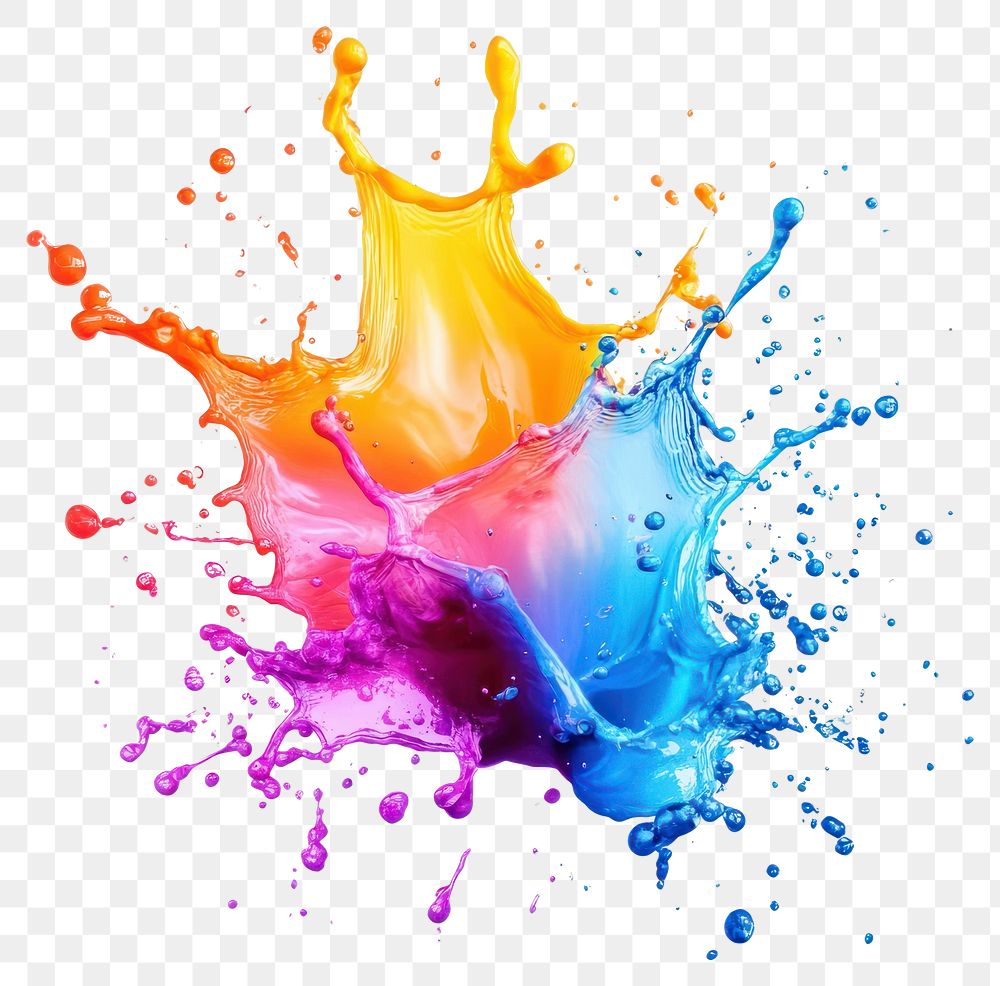 PNG Vibrant colorful paint splash art