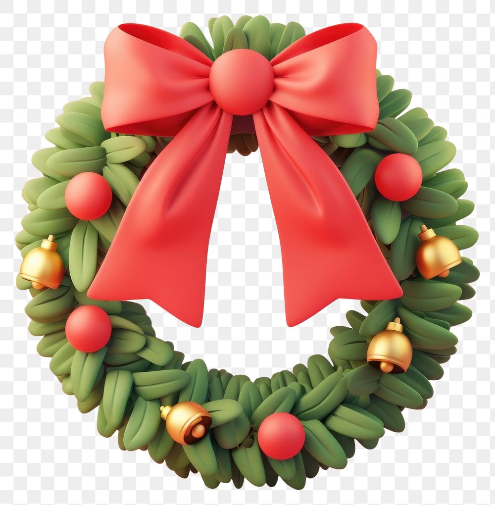 PNG Festive holiday wreath illustration