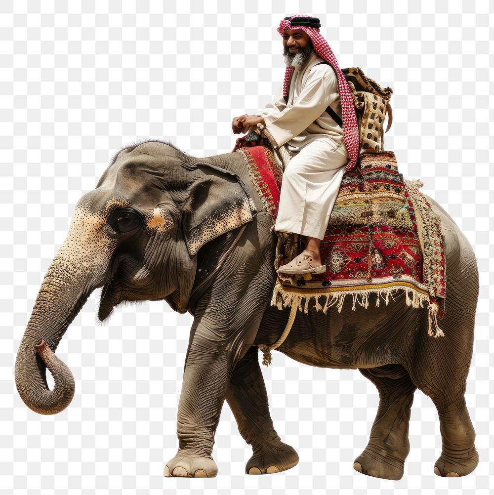 Middle east male Traveler riding elephant wildlife person animal.