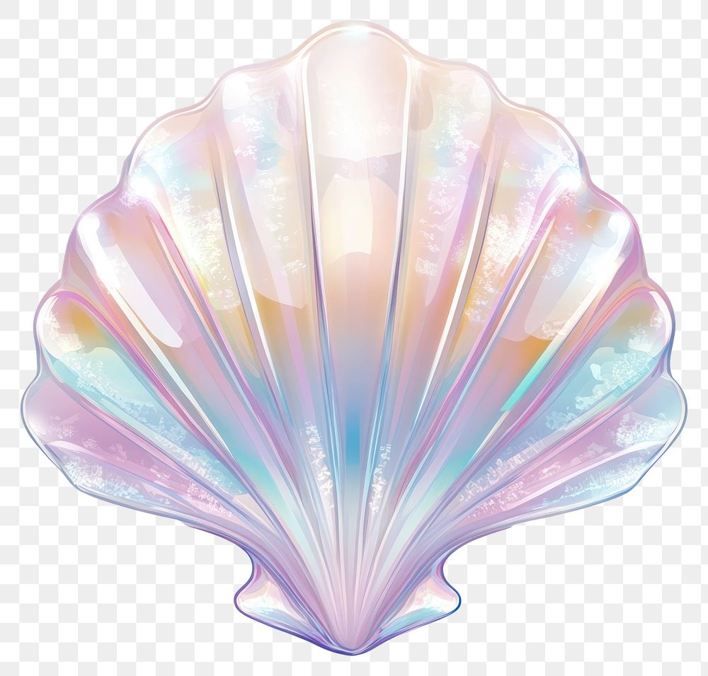 PNG  Holographic seashell illustration digital pastel.