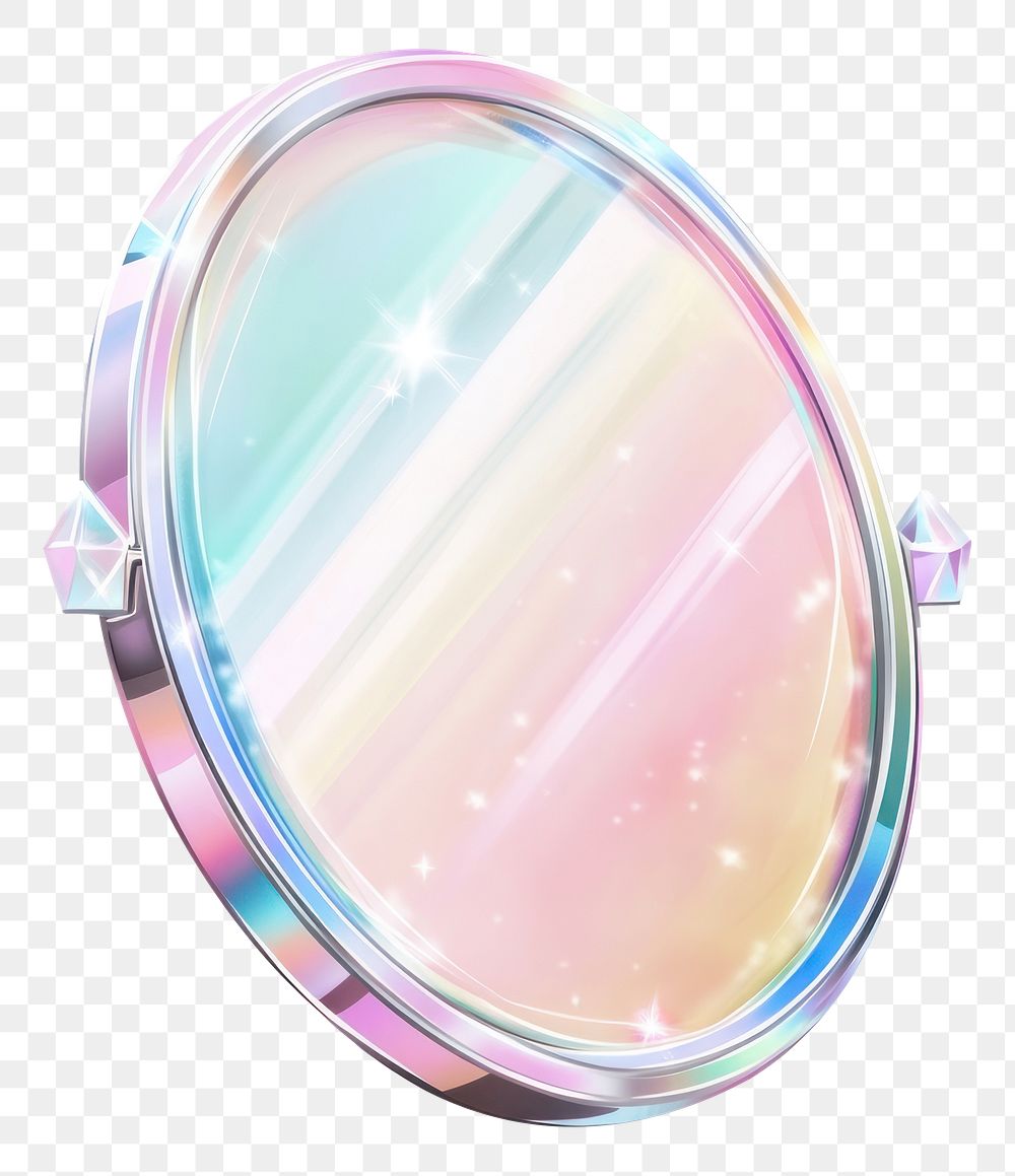 PNG  Shimmering mirror round holographic iridescent.